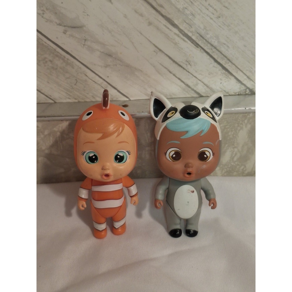 Cry Babies Magic Tears 5" Doll Baby Lot, Tears Clown Fish & Lemur Lemu